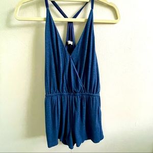 Navy blue romper feom Blush boutique Miami.